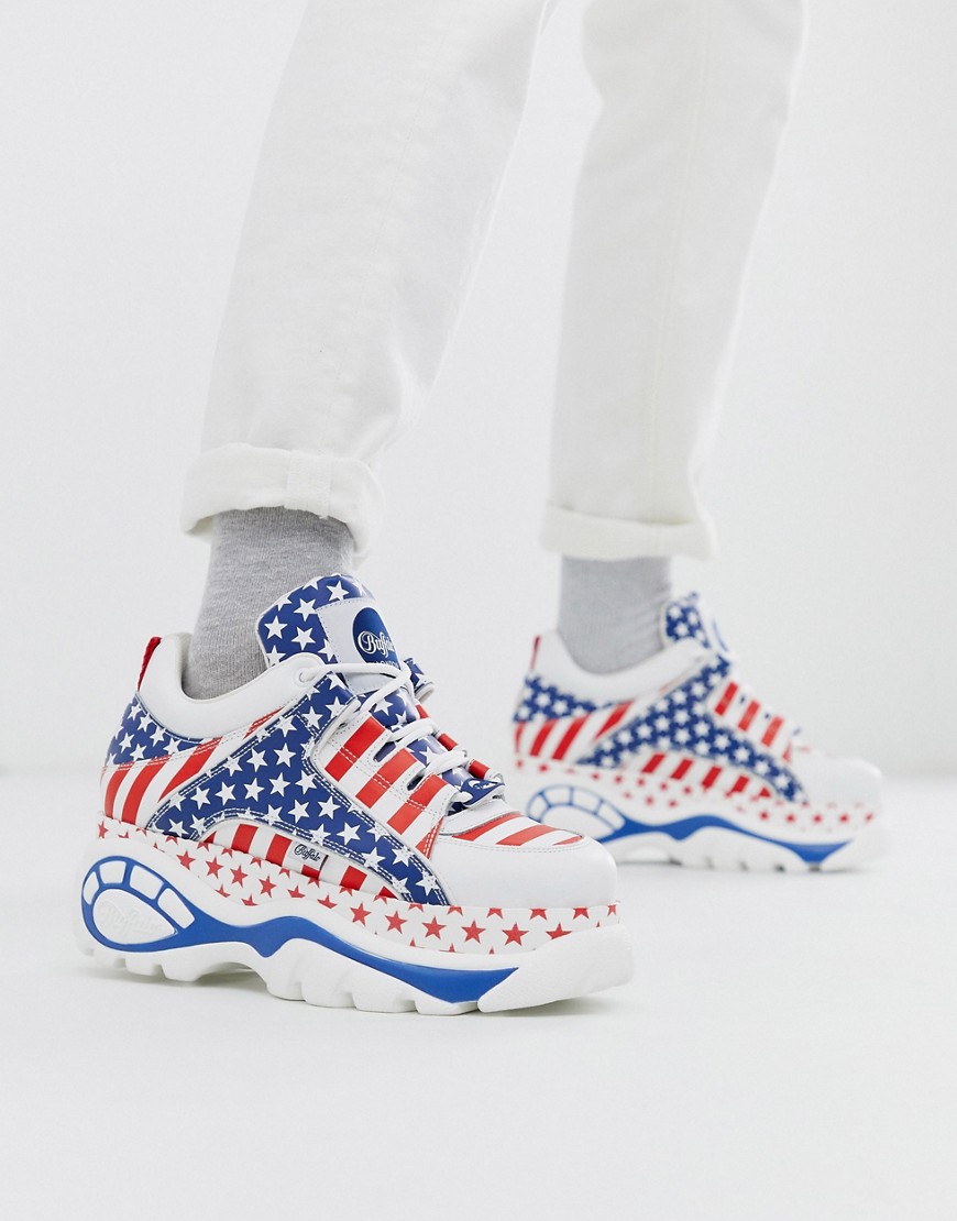 Buffalo Classic chunky sole trainers in flag print