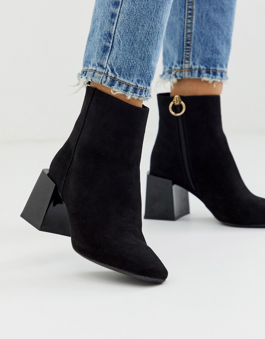 Asos Design Reed Heeled Ankle Boots In Black