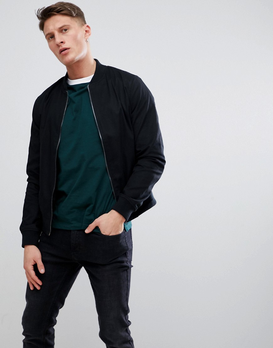 New Look cotton bomber in black