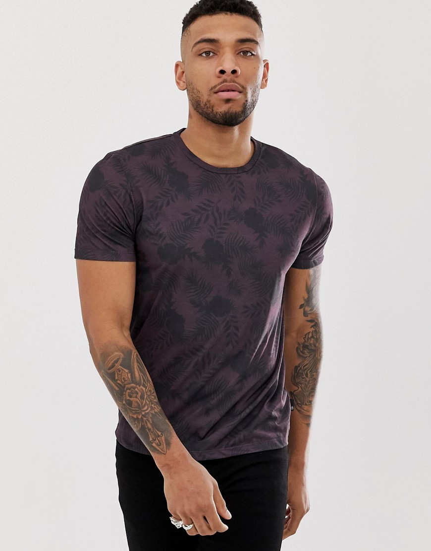 Burton Menswear t-shirt with palm print in purple
