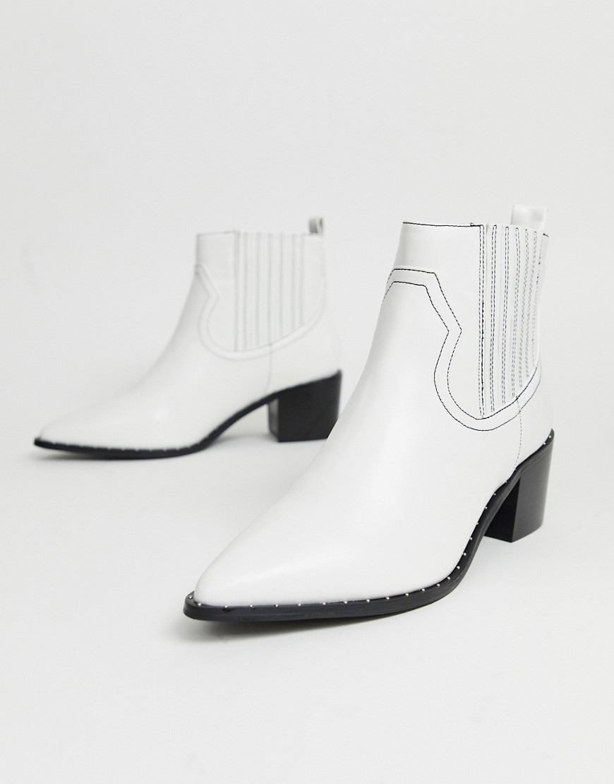 Miss Selfridge western boots in white