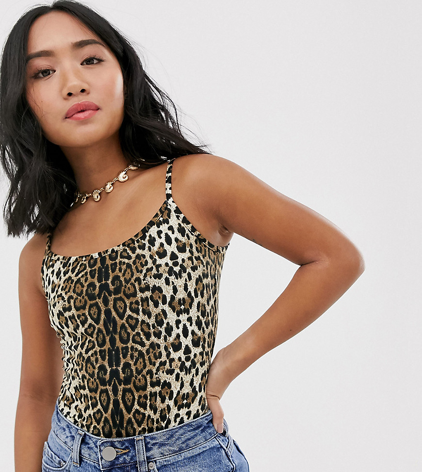 Brave Soul Petite bodysuit in leopard print