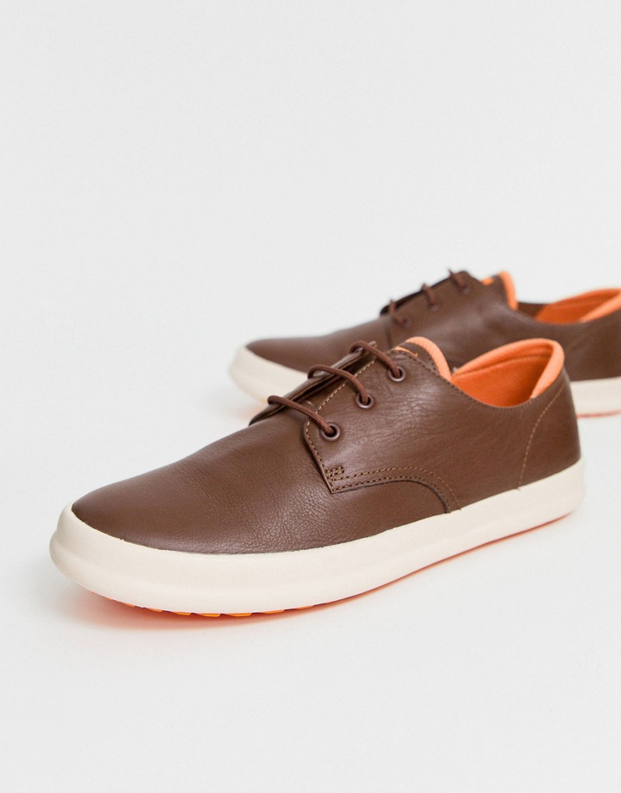 Camper chasis leather trainer in brown