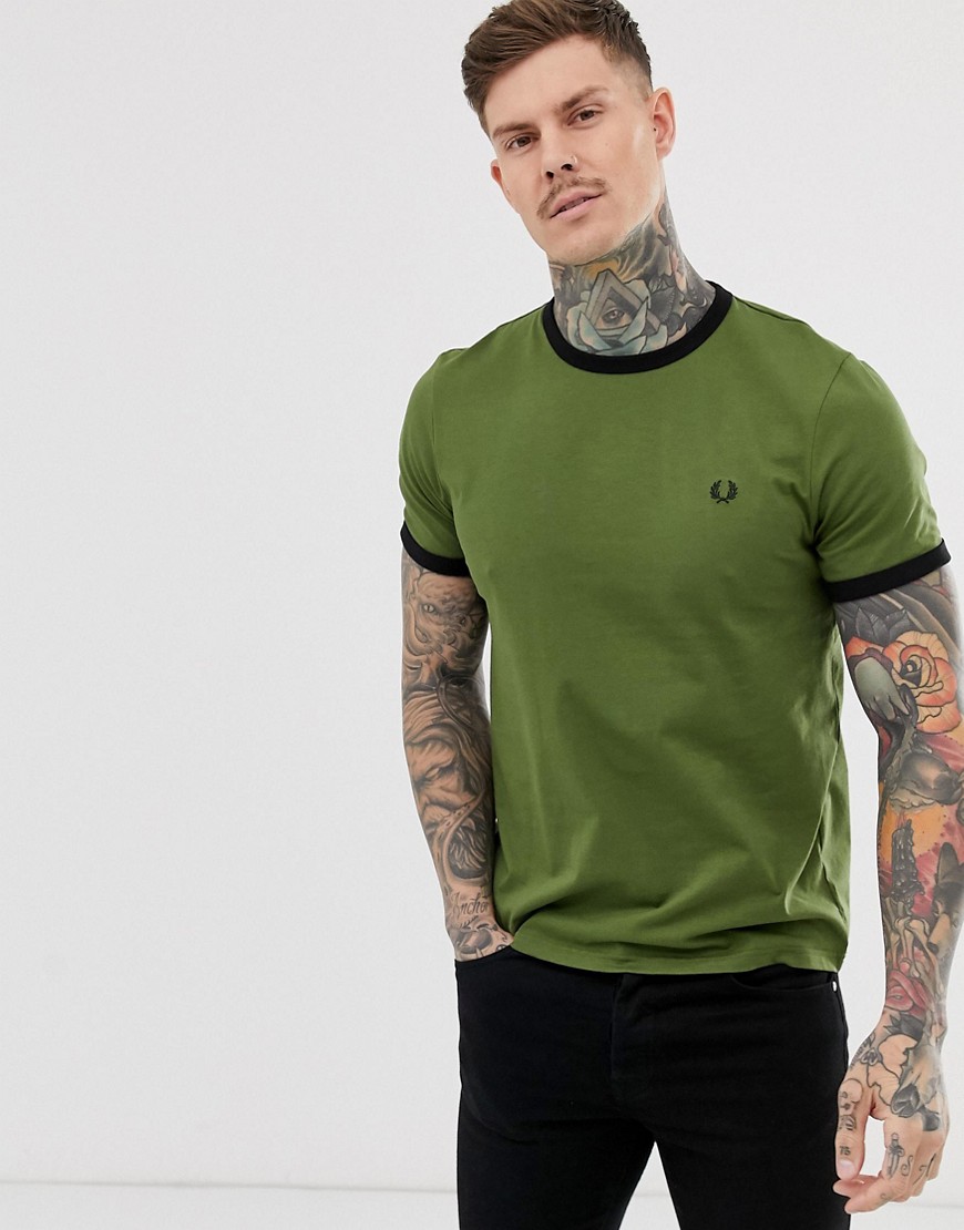 Fred Perry ringer t-shirt in khaki