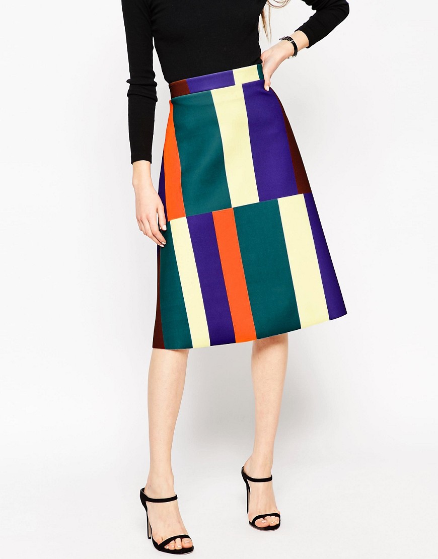 Image 4 of ASOS Midi Skirt in Abstract Stripe
