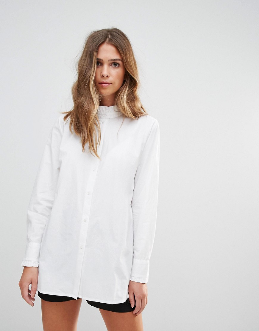 b.Young High Neck Blouse With Frill Detail - White