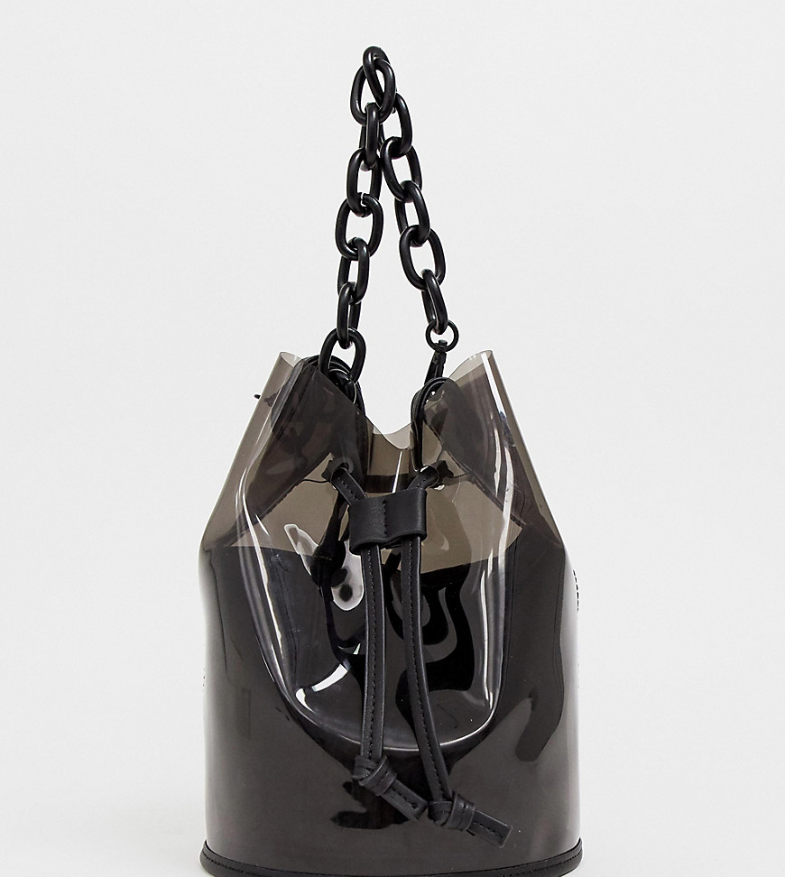 Bershka Plastic chain handle bag in black