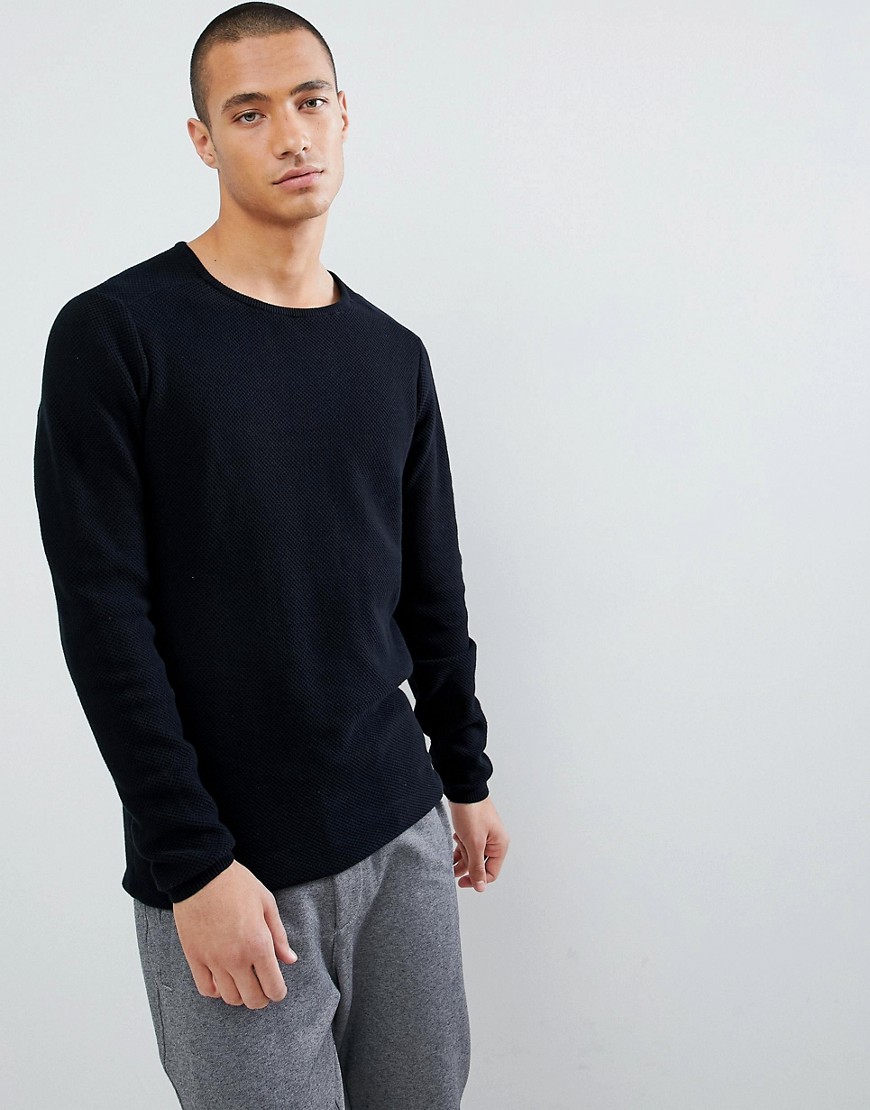 Troy Textured Jumper With Crew Neck - Black