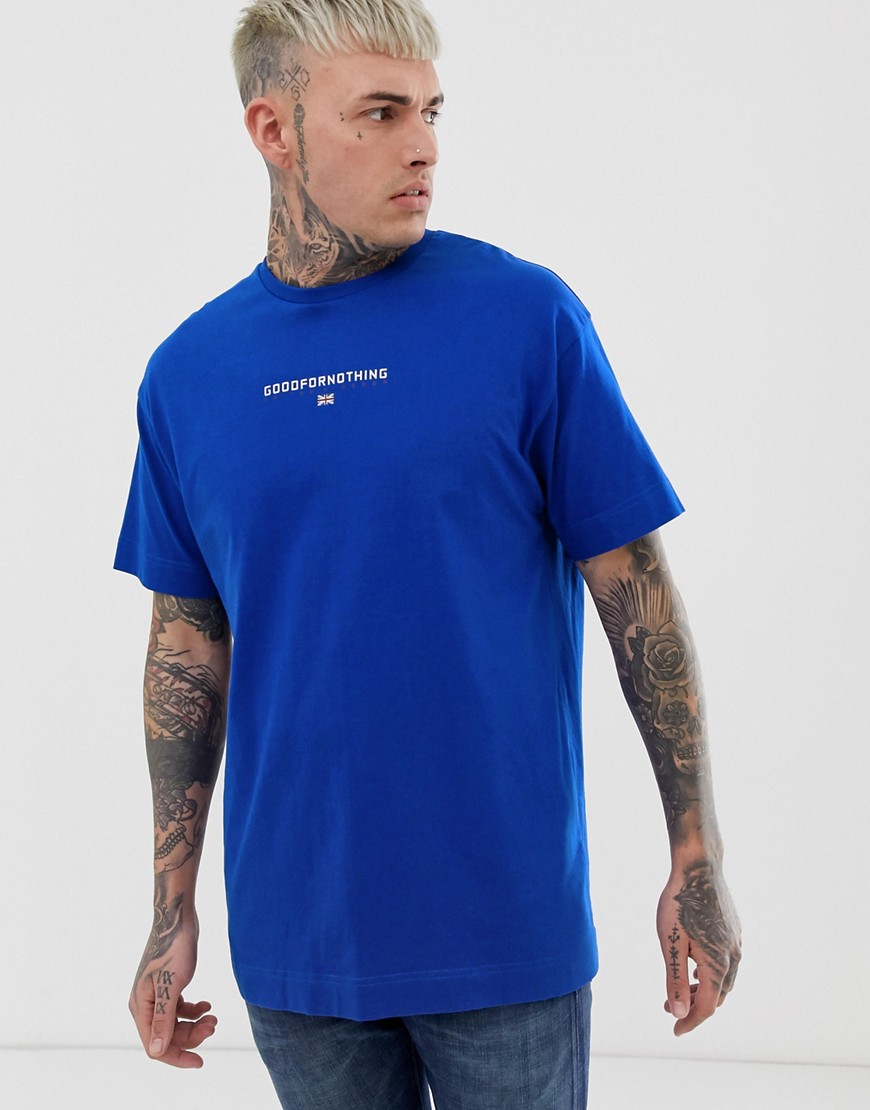 Good For Nothing oversized t-shirt in blue with small logo