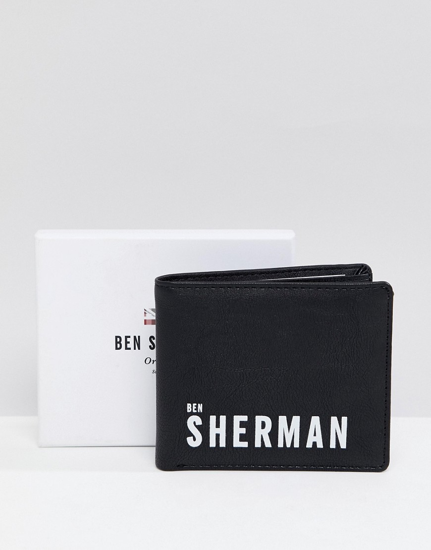 Ben Sherman logo pu wallet in black and white