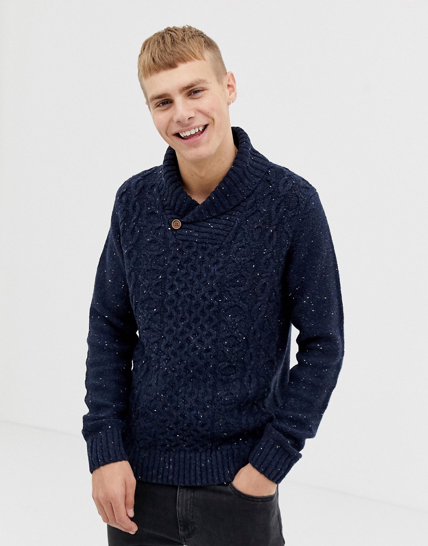 Pier One wool blend jumper in blue with collar