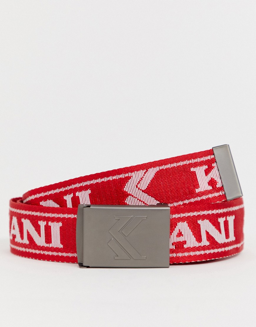Karl Kani Retro Buckle belt with repeat logo in red