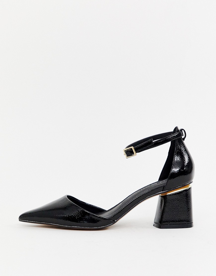Asos Design Wide Fit Stardust Pointed Mid-heels In Black Croc