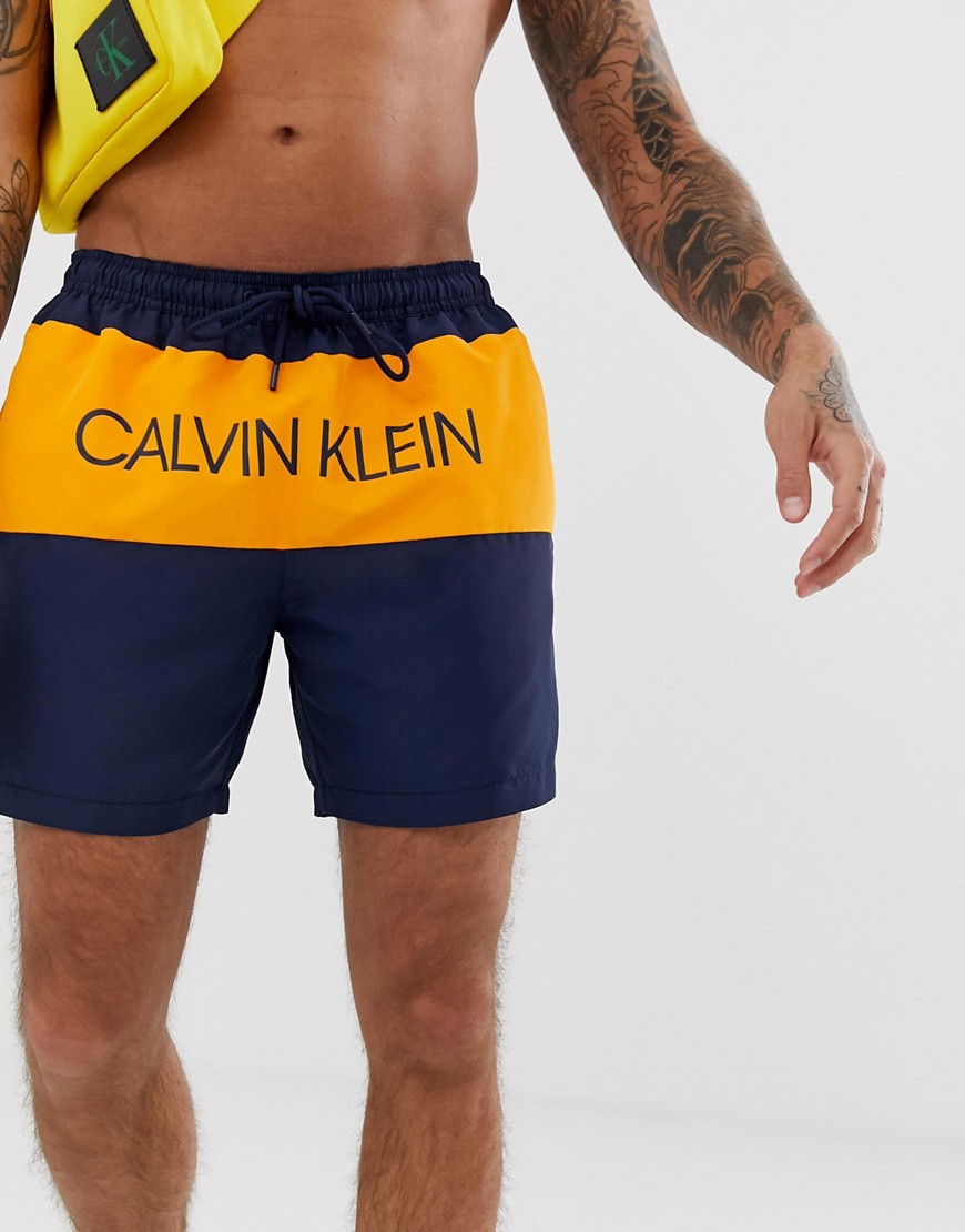 Calvin Klein placement logo swim shorts in navy