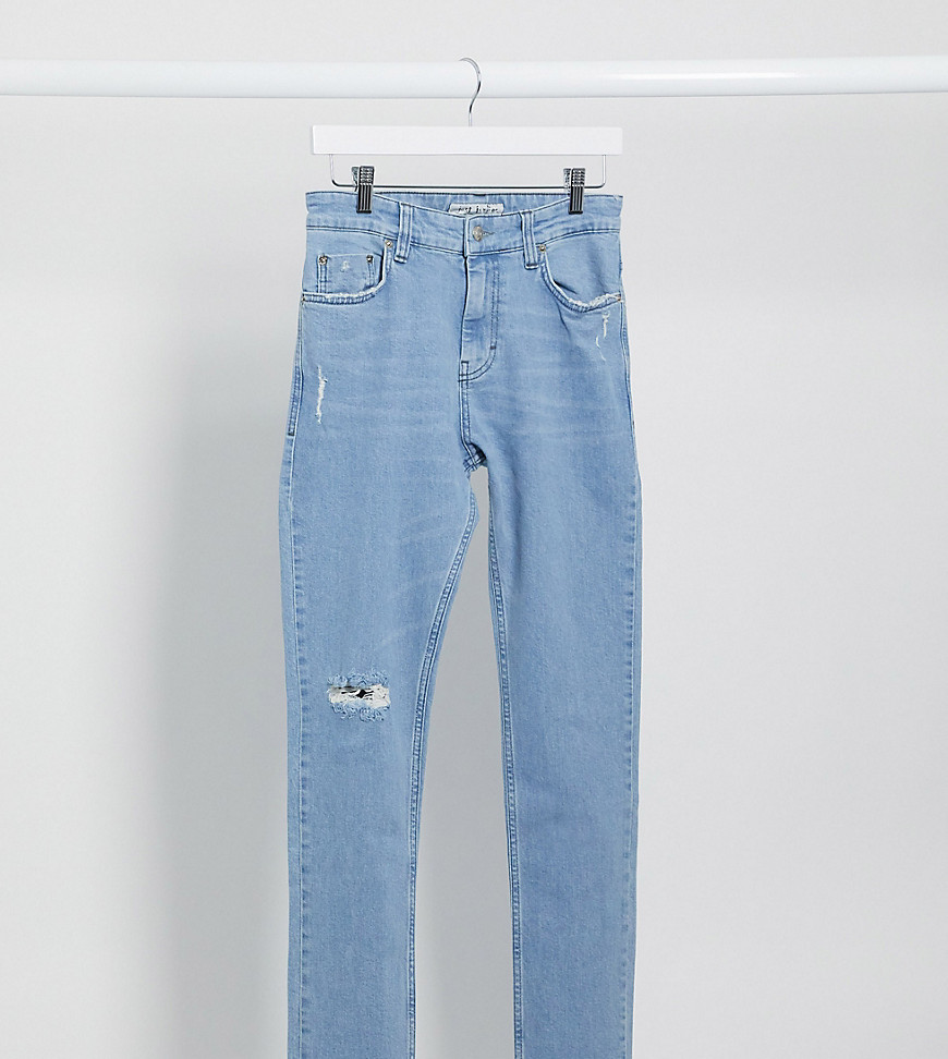 Just Junkies Skinny Jeans In Light Wash With Rip And Repair