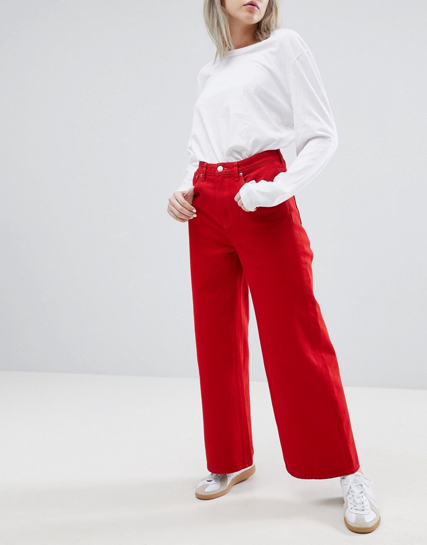 Weekday Ace Wide Leg Jean - Red