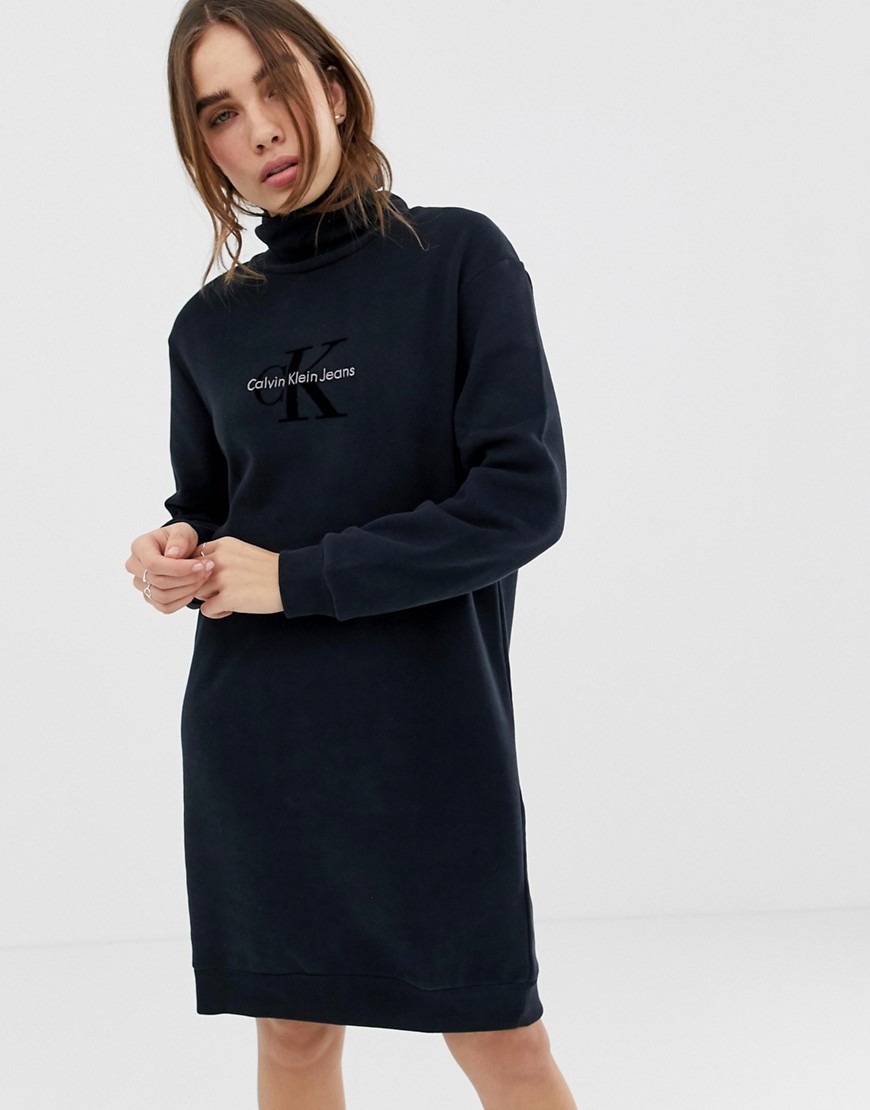 Calvin Klein Tanya logo roll neck sweat dress
