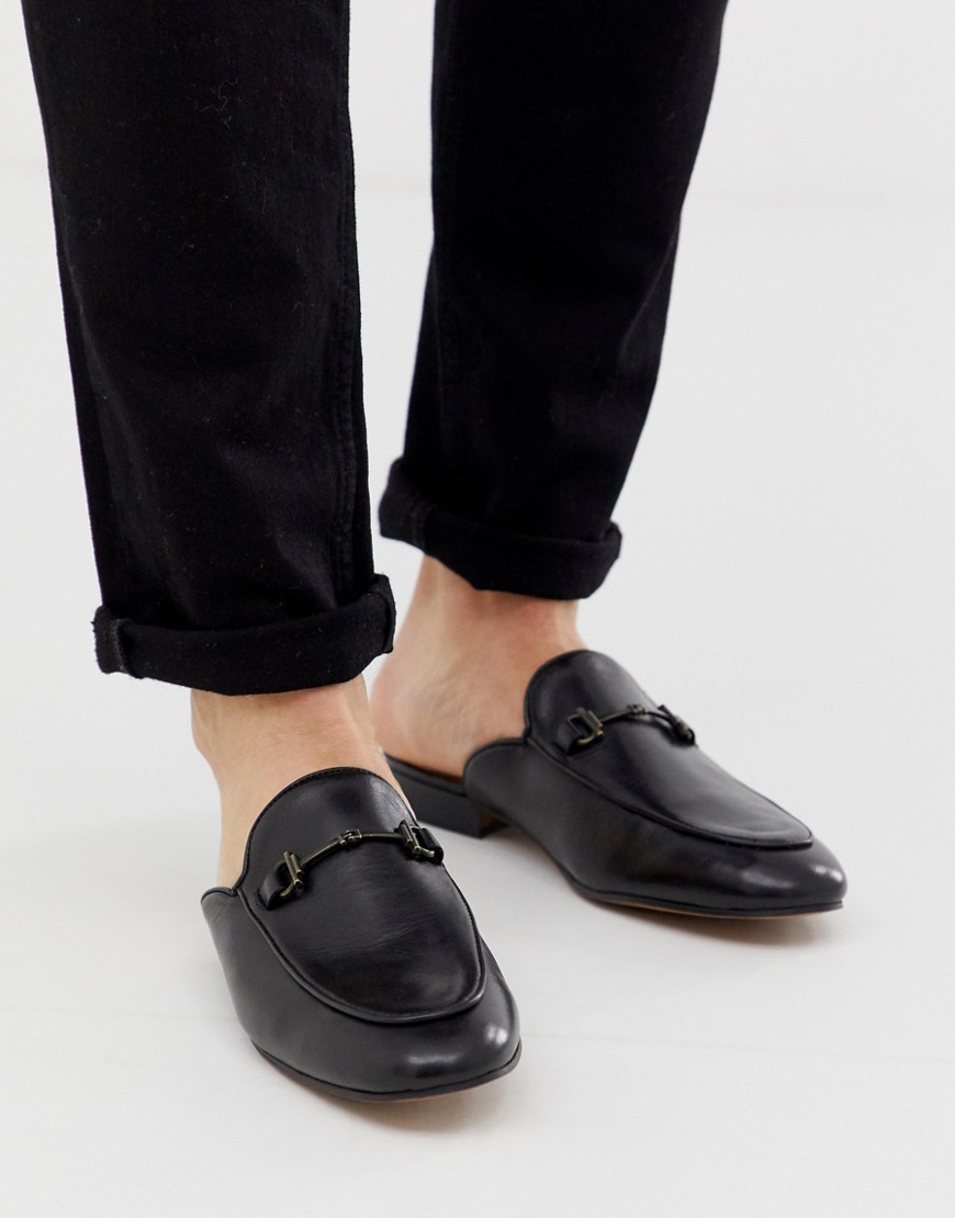 H by Hudson Carbean slip on mule loafers in black