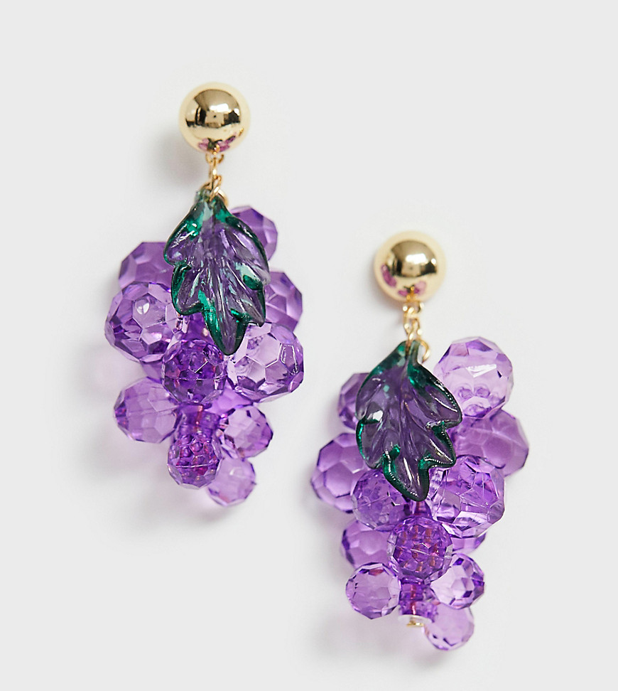 Glamorous Beaded Grape Oversized Earrings-purple