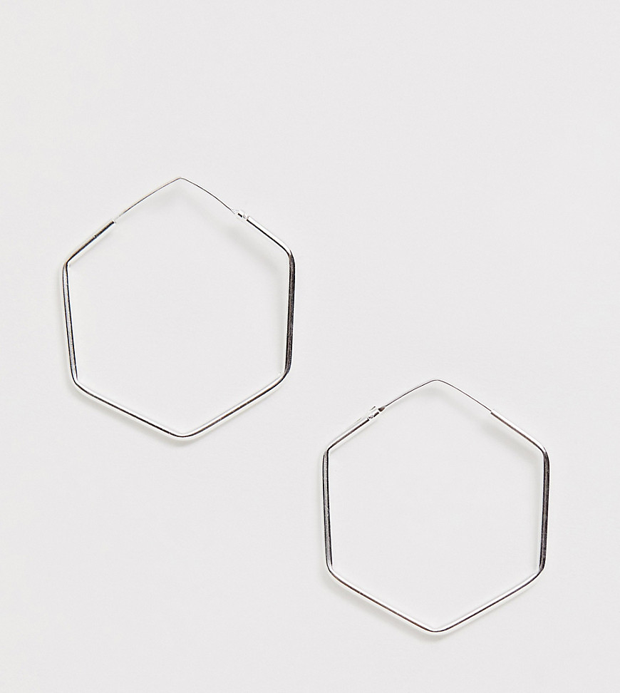 Kingsley Ryan Exclusive sterling silver hexagon hoop earrings