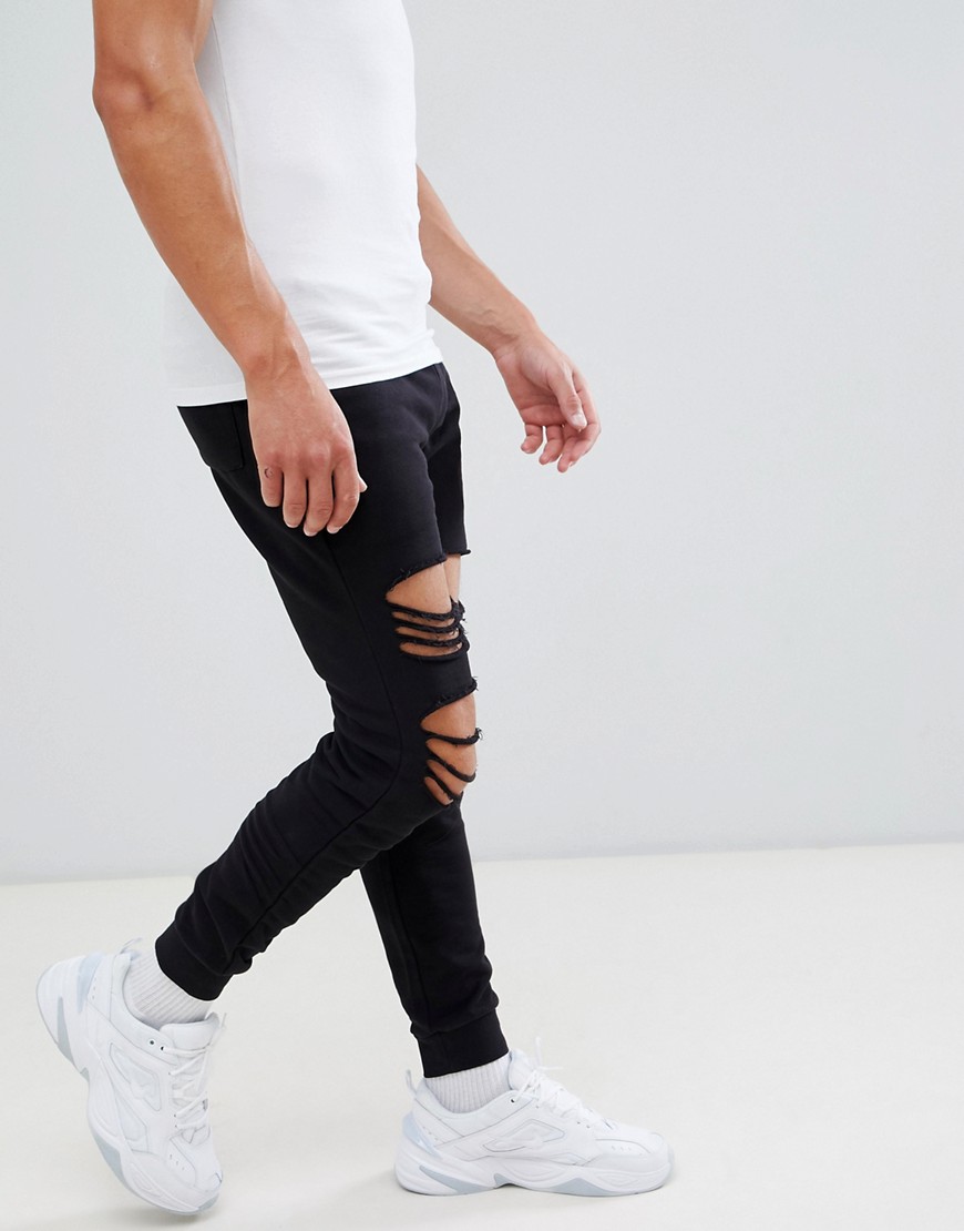 ASOS DESIGN skinny joggers with rips