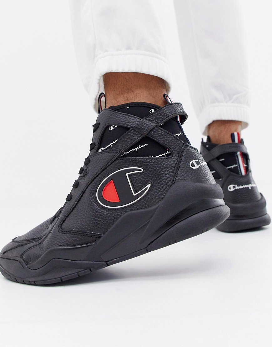 Champion Zone 93 High Leather Trainers In Black - Black