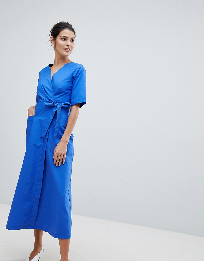 Closet Midi Wrap Dress - Blue