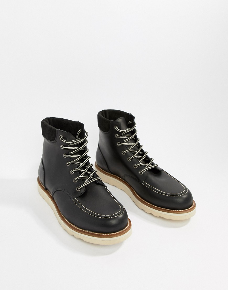 Office Idyllic hiker boots in black leather - Black