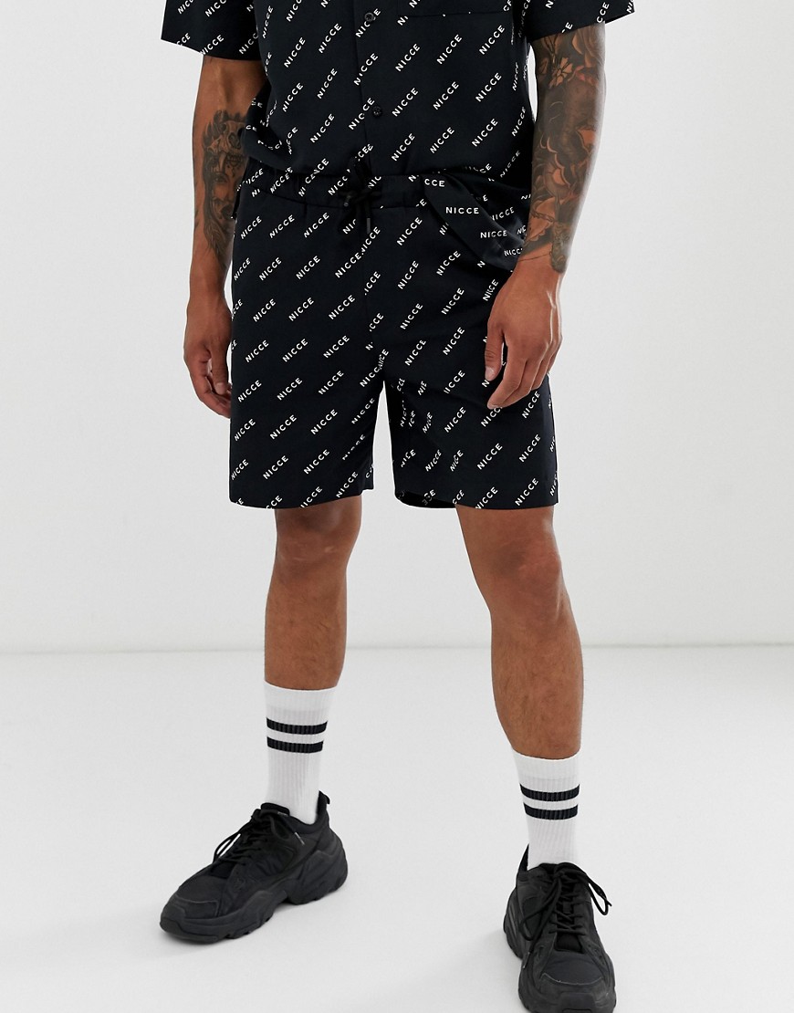 Nicce co-ord shorts with all over logo print