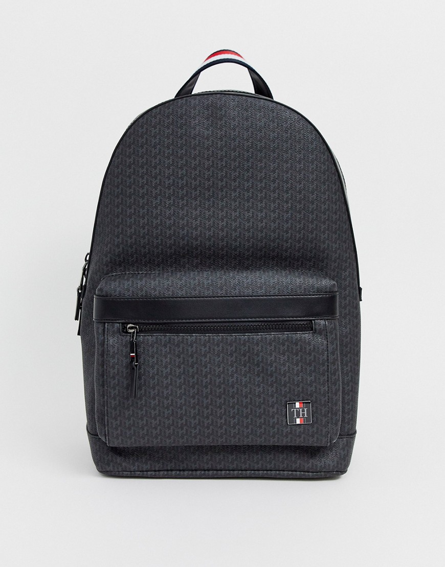 Tommy Hilfiger faux leather backpack in monogram print with small logo