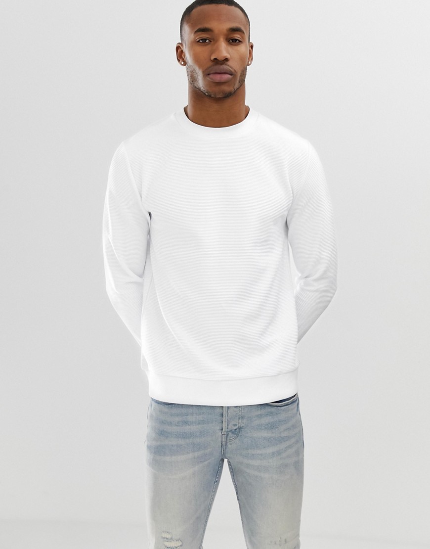 ASOS DESIGN ribbed sweatshirt in white