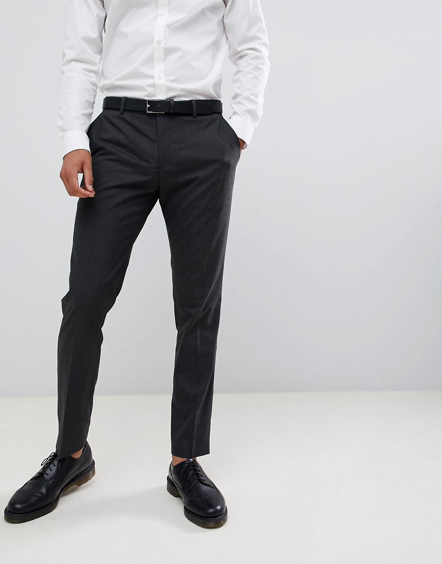 Jack & Jones Slim Fit Charcoal Plain Suit Trousers