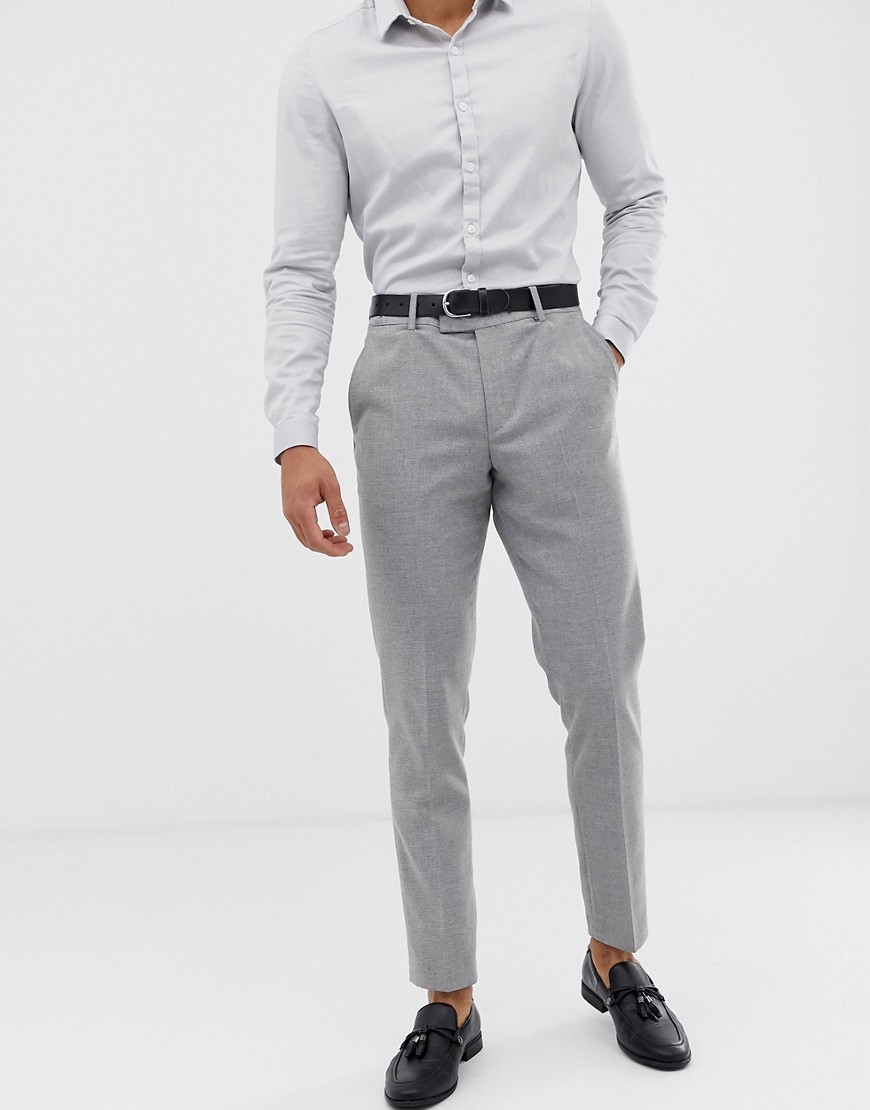 ASOS DESIGN wedding skinny suit trousers in grey twist micro texture