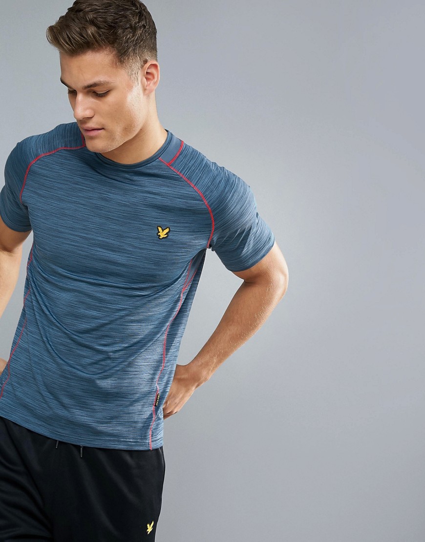 Lyle & Scott Fitness Jones Training T-Shirt in Petrol with Contrast Piping - Petrol grey