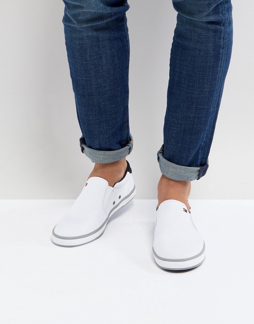 Tommy Hilfiger Iconic Slip On Canvas Plimsolls in White