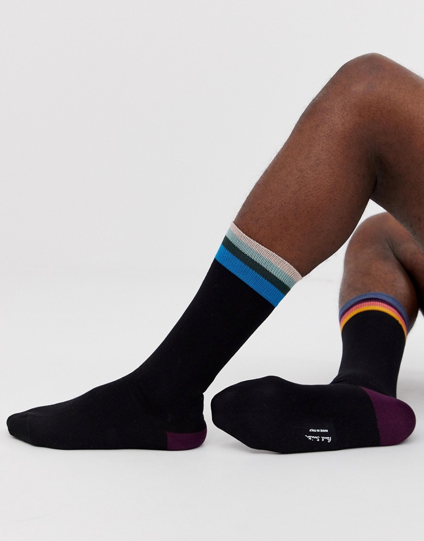 Paul Smith artist block stripe socks in black