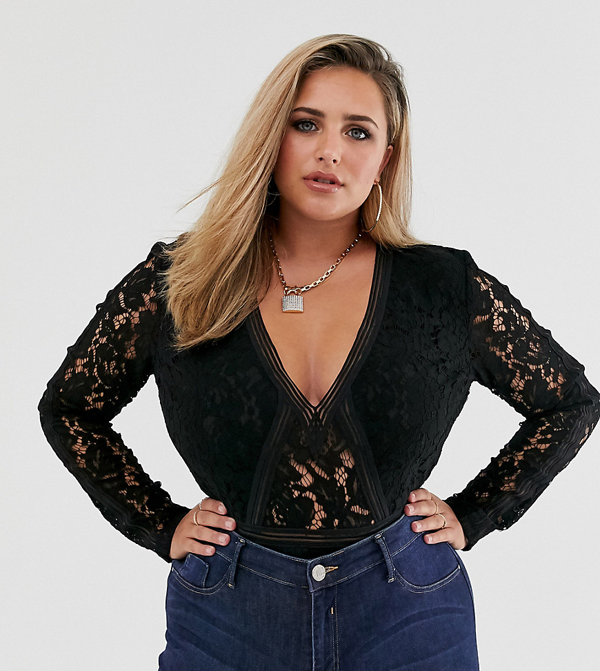 Missguided Plus lace body in black