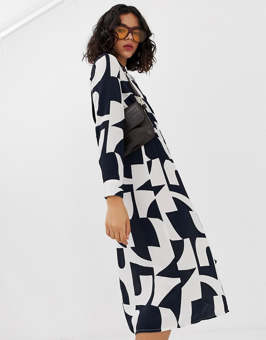 Vero Moda bold abstract wrap midi dress