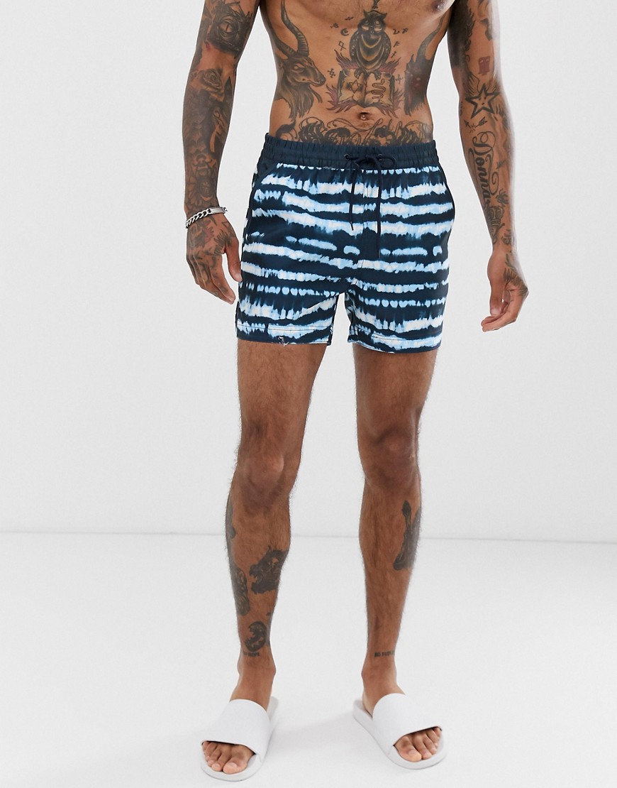 South Beach navy tie dye shorts with elasticated waist