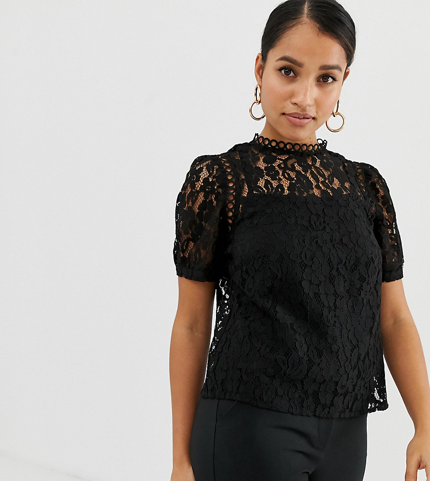 Fashion Union Petite short sleeved lace top