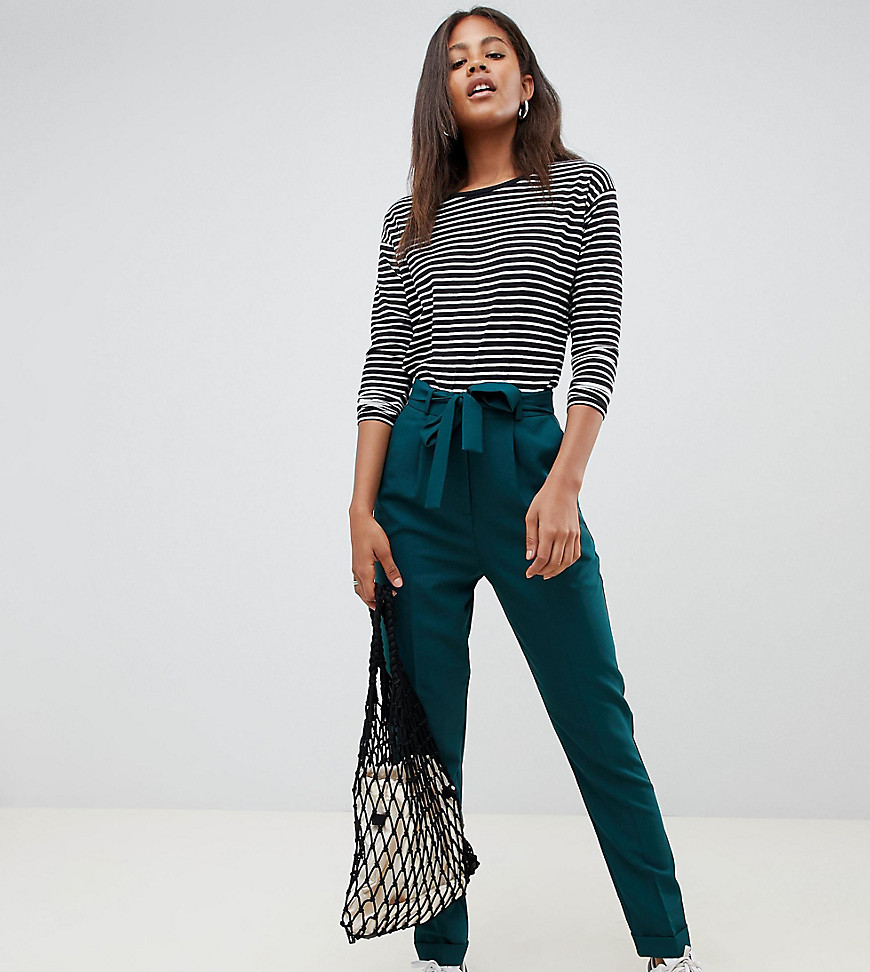 ASOS DESIGN Tall woven peg trousers with obi tie