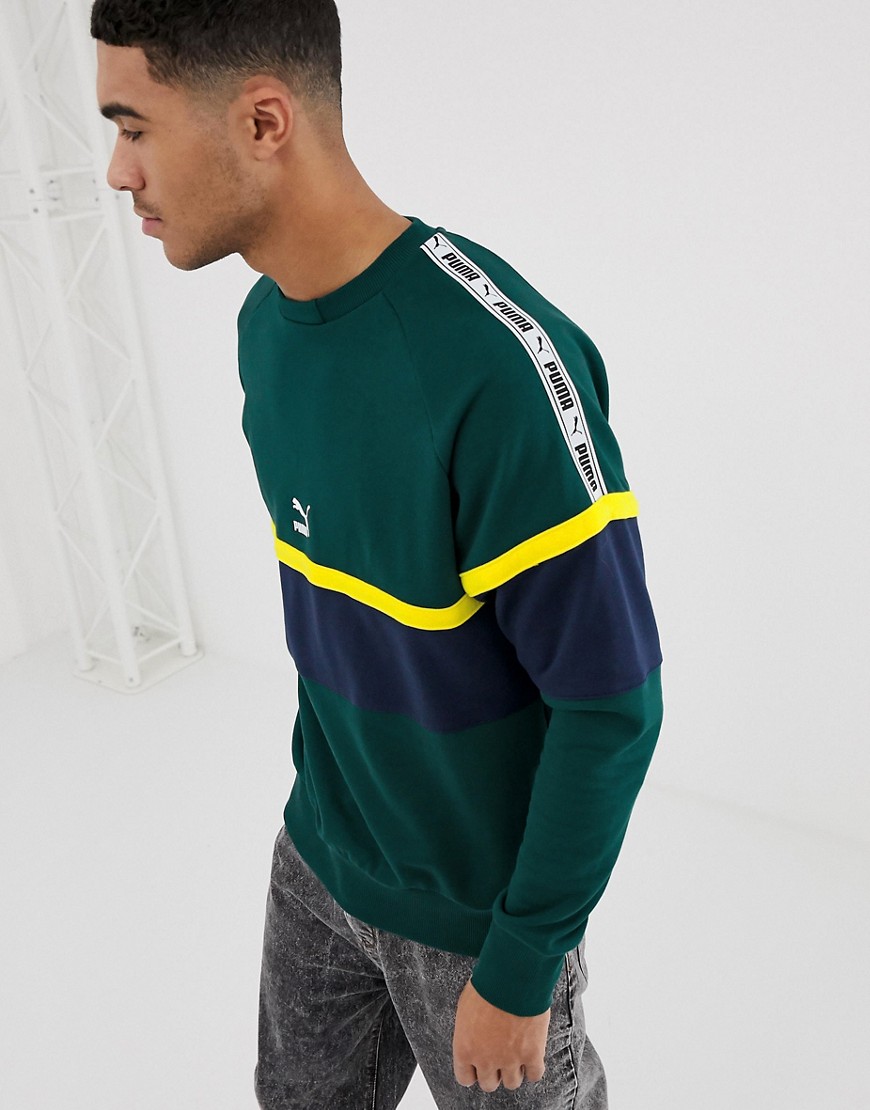 Puma XTG colour block sweatshirt in green