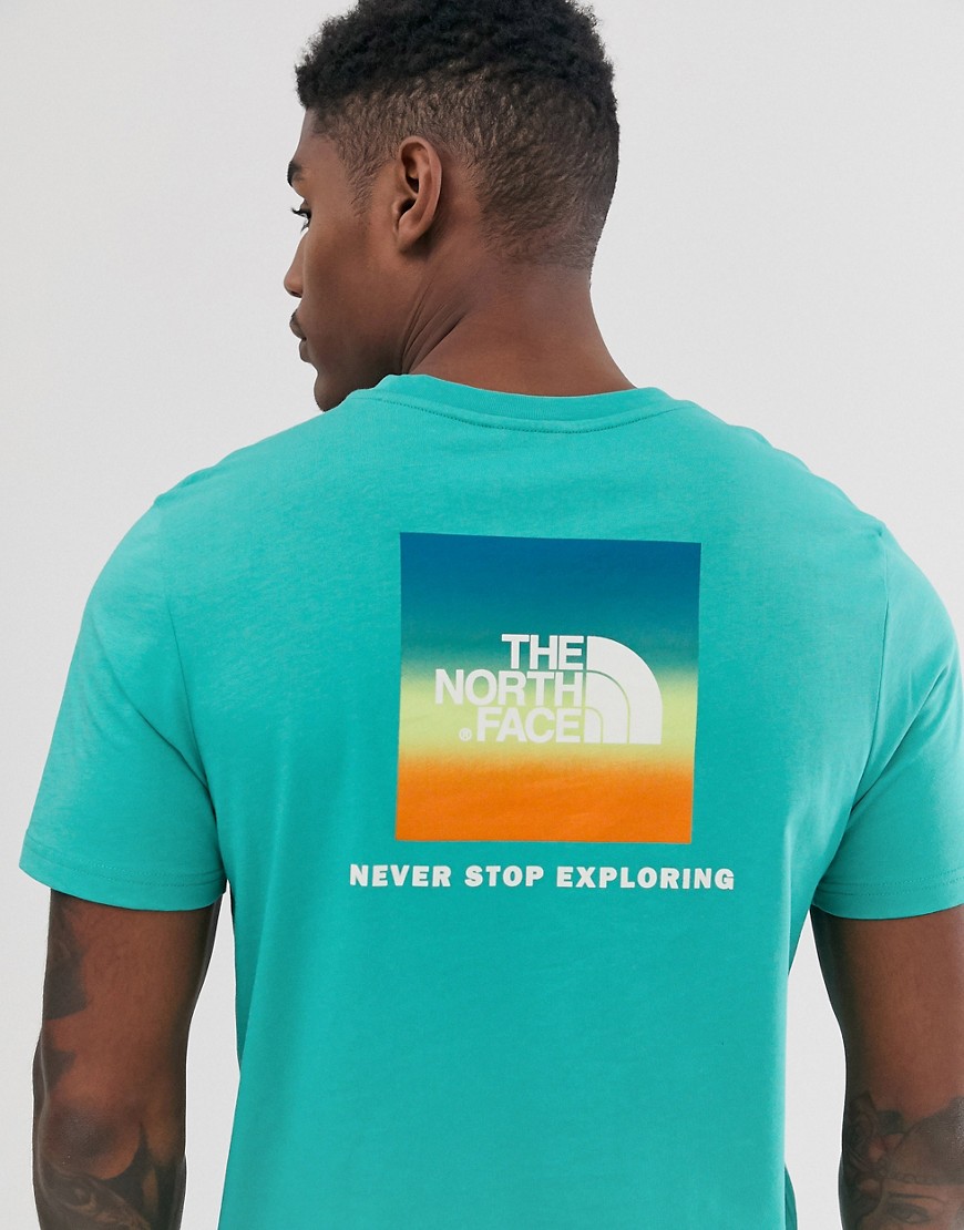 The North Face Red Box t-shirt in green with Joshua Tree effect print
