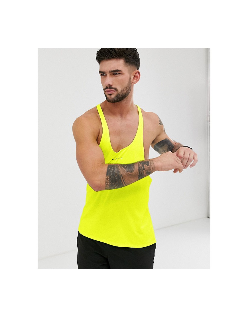 ASOS 4505 training stringer vest with racer back in neon yellow