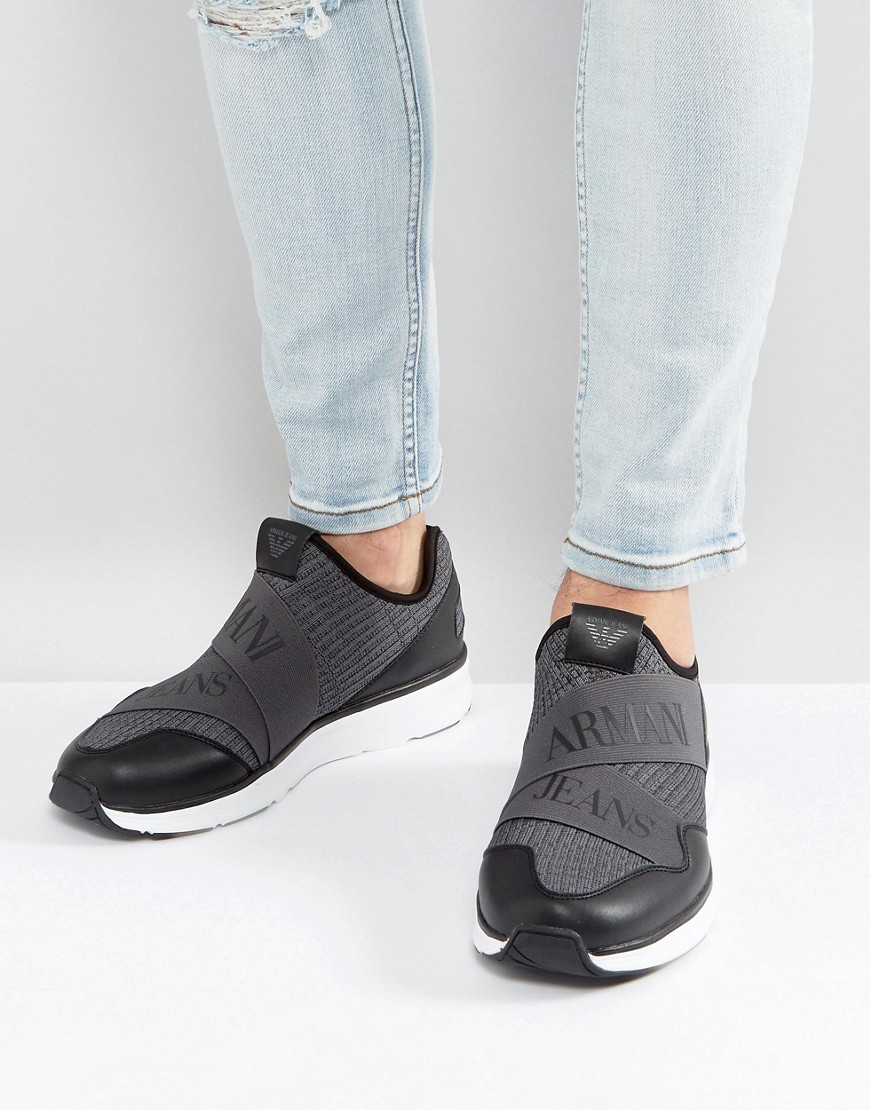 Серые трикотажные кроссовки с логотипом Armani Jeans - Серый 