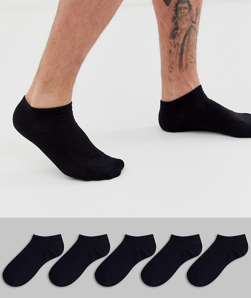 Brave Soul trainer socks 5 pack in black