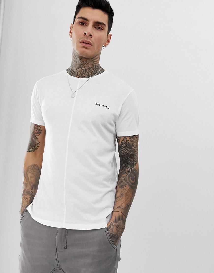 Religion t-shirt with seam detail in white