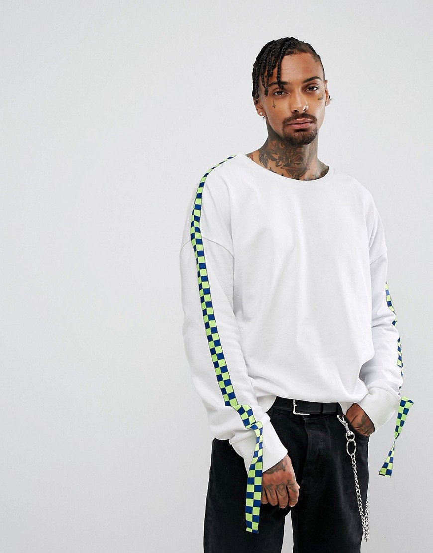 Granted Oversized Sweatshirt In White With Taping - White