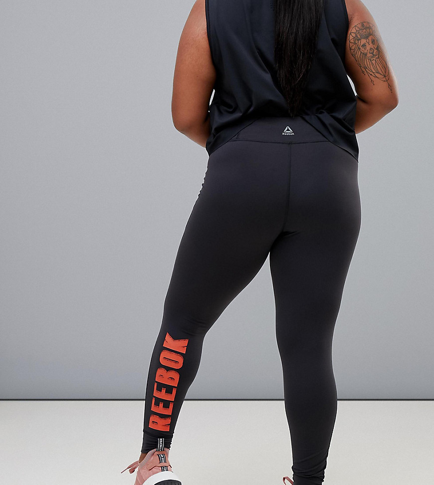 Reebok Plus Training Exclusive To ASOS Leggings With Contrast Logo In Black And Red