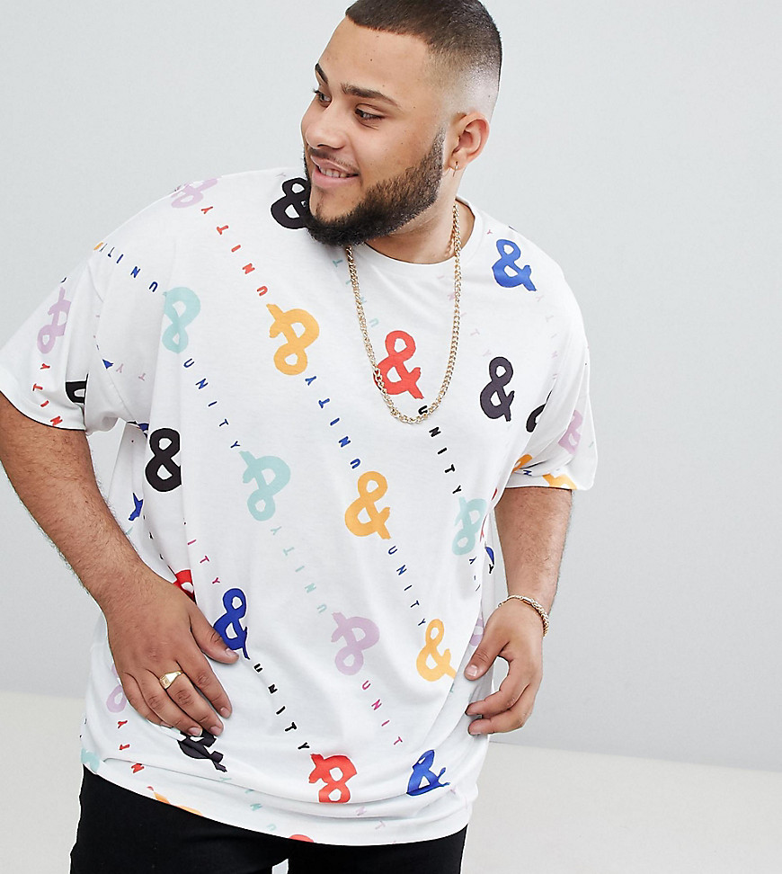 ASOS DESIGN x glaad& Plus t-shirt in all over print - White